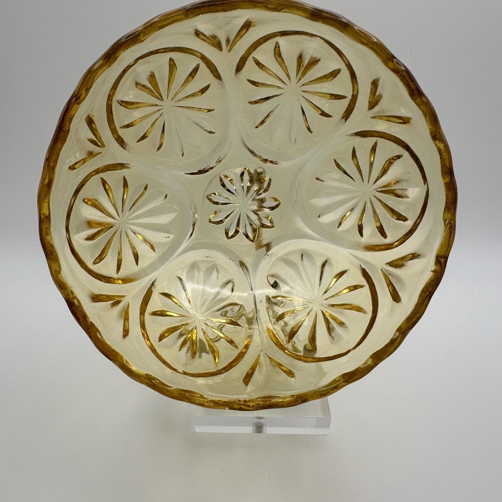 Vintage Anchor Hocking “Star & Cameo” pattern Amber Glass Bowl Set -3 - Picture 5 of 8